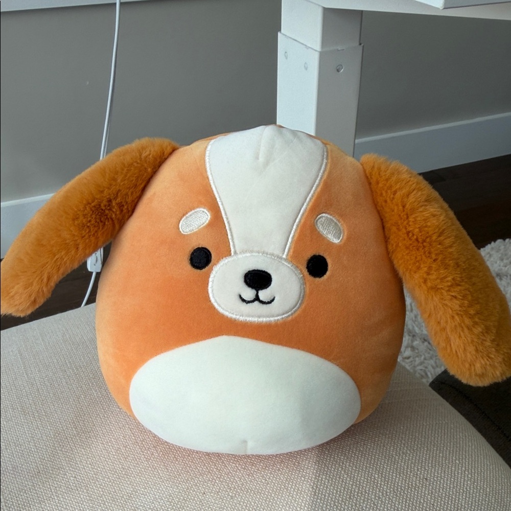 Squishmallows Orange and Cream Plush Dog Pillow Toy